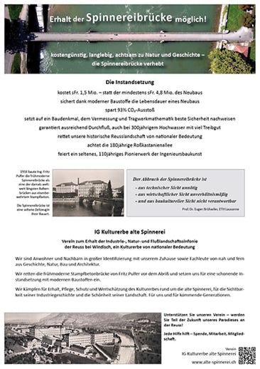 Erhalt der Spinnereibrücke möglich: Kostengünstig, langlebig, achtsam zu Natur und Geschichte. 